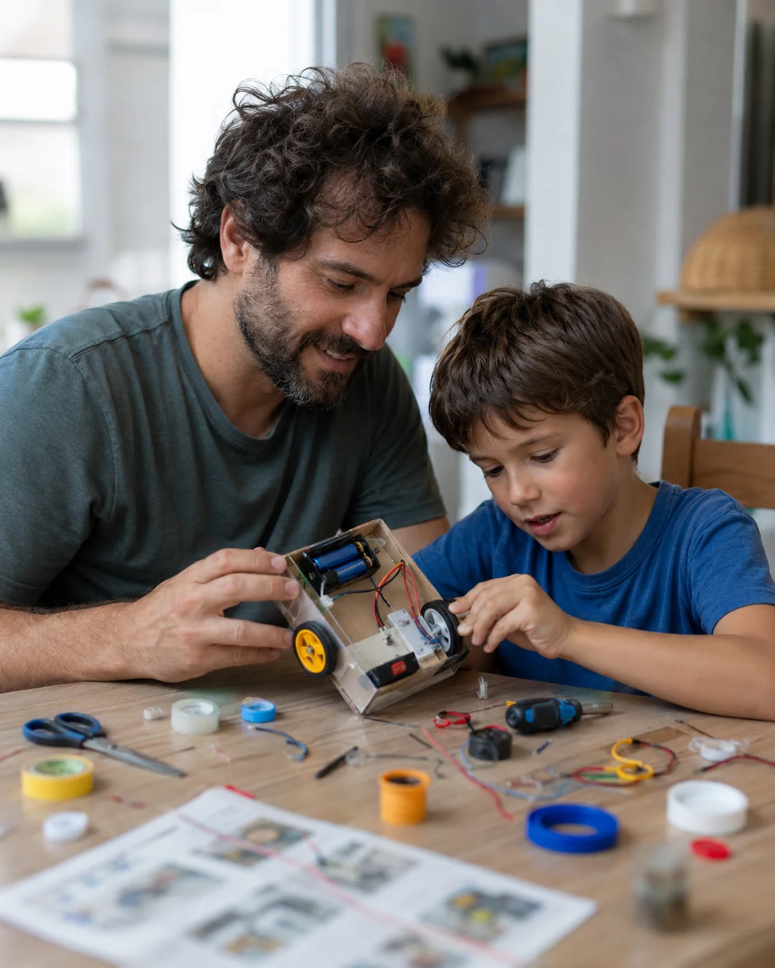 Familia creando junta una tarde